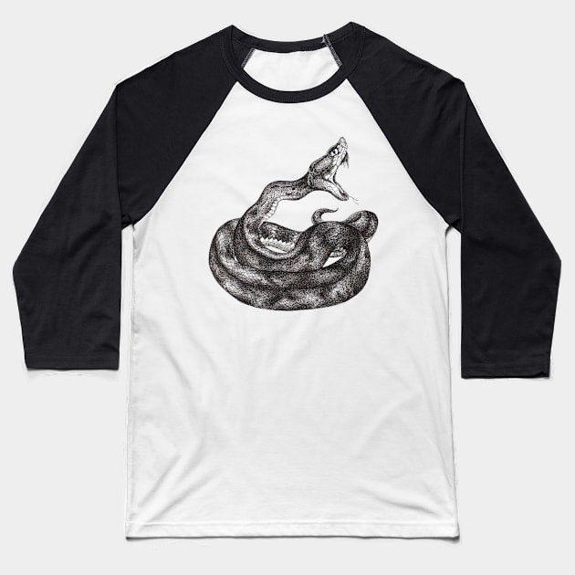 Snake Baseball T-Shirt by GnauArt